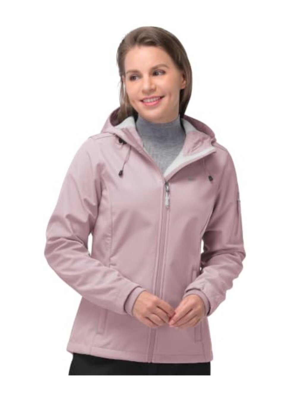 Women's Softshell Jacket Waterproof Hooded Fleece Lined Rain Coat